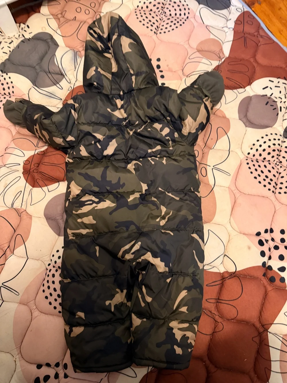 Old Navy Kids' Green and Tan Camo Snow Puffer Jumpsuit